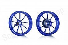 Диски колес пара  DIO ZX AF28/35, TACT AF31  литые, 9 спиц  (синие)