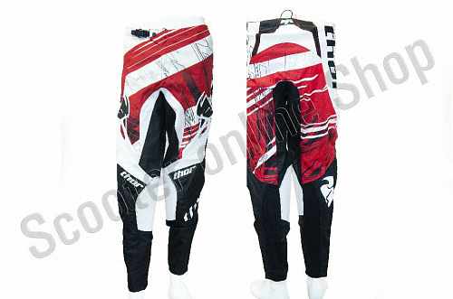 Штаны кроссовые черно-бело-красные разм.32 фото фотография изображение картинка