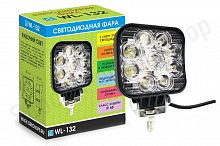 Светодиодная фара WL-132F (ближн. свет, кв. мет. корп. 9 LED по кругу, 27W)