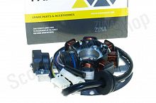 Статор генератора   Yamaha JOG 50   (6+1 катушек, 6 проводов)   "ZUNA"