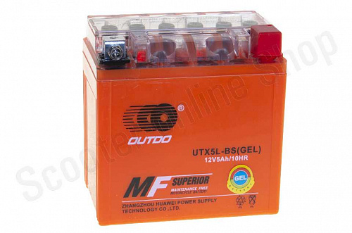 Аккумулятор 12в 5ач YTX5L-BS OUTDO GEL  114х70х106 фото фотография изображение картинка
