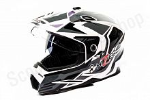 Шлем мото мотард HIZER J6802 (S) #4 white/gray (2 визора)