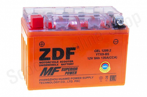 Аккумулятор  1209.2  YTX9-BS  ZDF  GEL Orange 150х107х85  (прямая)	 фото фотография изображение картинка