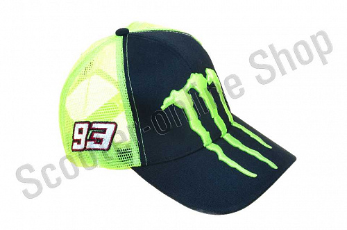 Кепка бейсболка Бейсболка 93 Monster черно-салатовая сетка фото фотография 