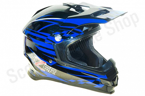 Шлем кроссовый HIZER B6196 M(58)  #2 black/blue фото фотография изображение картинка