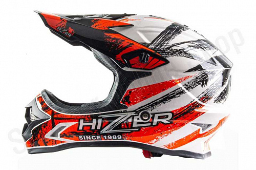 Шлем кроссовый HIZER J6805 #1 (XL) black/white/orange фото фотография изображение картинка